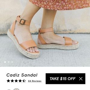Soludos Cadiz sandal in camel, size 8